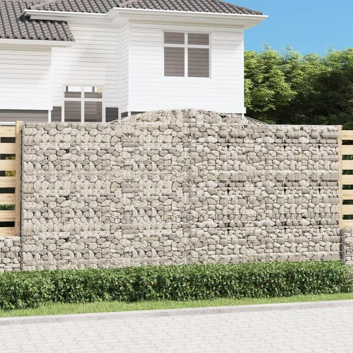 vidaXL Schanskorf gewelfd 400x50x200/220 cm gegalvaniseerd, Tuin en Terras, Bloempotten, Nieuw, Verzenden