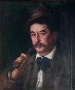Scuola Italiana (Firmato e datato 1887) - Ritratto uomo con, Antiek en Kunst