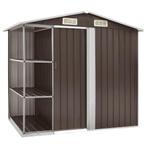 vidaXL Tuinschuur met rek 205x130x183 cm ijzer bruin, Tuin en Terras, Verzenden, Nieuw