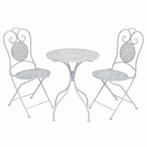 vidaXL Ensemble de bistro 3 pcs Acier Blanc grisâtre, Jardin & Terrasse, Verzenden, Neuf