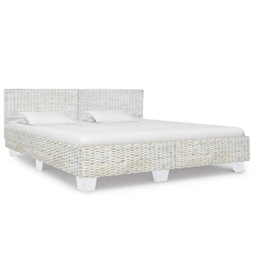 vidaXL Cadre de lit sans matelas Gris Rotin naturel, Maison & Meubles, Chambre à coucher | Lits, Neuf, Envoi