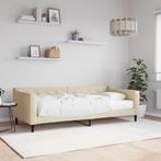 vidaXL Slaapbank met matras 90x200 cm stof crèmekleurig, Huis en Inrichting, Verzenden, Nieuw