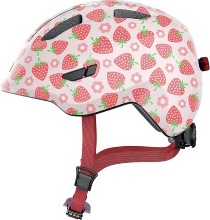 Abus Smiley 3.0 Led - Fietshelm - Kinderen Pink Strawberry S, Fietsen en Brommers, Fietsaccessoires | Fietshelmen, Zo goed als nieuw