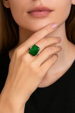 Ring Platina - 16.91ct. tw. Smaragd - Diamant, Nieuw