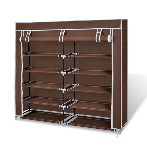 vidaXL Schoenenkast met hoes 115x28x110 stof bruin, Huis en Inrichting, Kasten | Schoenenkasten, Nieuw, Verzenden