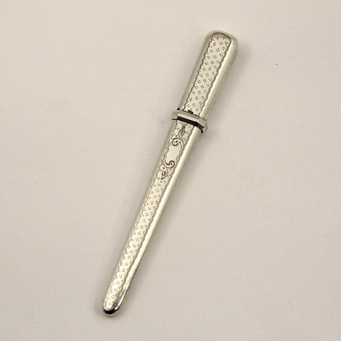 Antieke (1814-1906) naaldenkoker + vingerhoed met amber - H., Antiek en Kunst, Antiek | Zilver en Goud