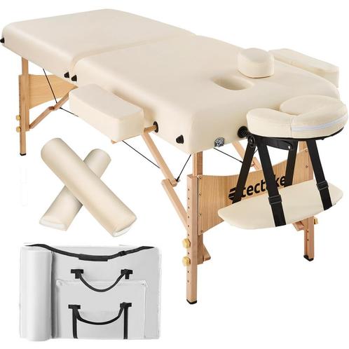 tectake Massagetafel-set met 2 zones, 7,5cm matras en houten, Sport en Fitness, Massageproducten, Verzenden