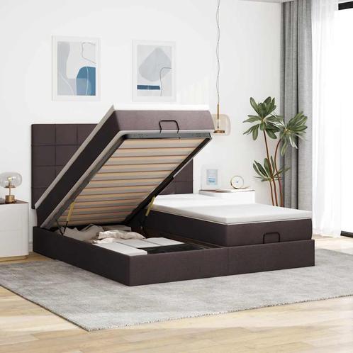 vidaXL Ottoman bed met matrassen 180x200cm stof donkerbruin, Huis en Inrichting, Slaapkamer | Bedden, Nieuw, Verzenden