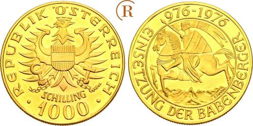 1000 Schilling Babenberger 1976 Österreich: goud, Postzegels en Munten, Munten en Bankbiljetten | Toebehoren, Verzenden