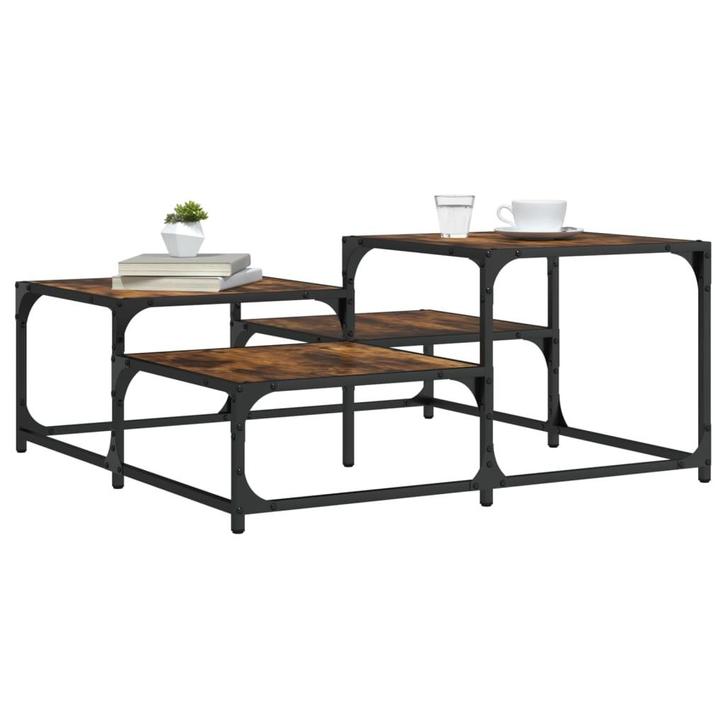 vidaXL Salontafel 87,5x87,5x40 cm bewerkt hout gerookt, Huis en Inrichting, Tafels | Salontafels, Nieuw, Verzenden