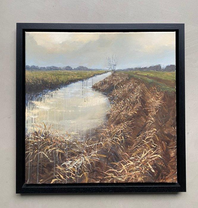 Marein Konijn - Langs het riet, Antiquités & Art, Art | Peinture | Moderne