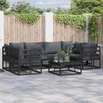 vidaXL Tuinbank Set 7 pcs Zwart Aluminium, Tuin en Terras, Verzenden, Nieuw