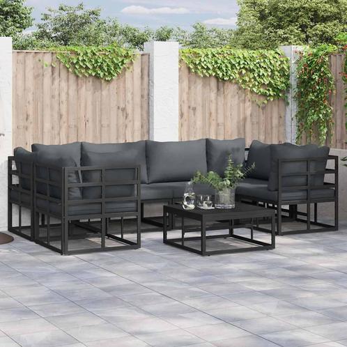 vidaXL Tuinbank Set 7 pcs Zwart Aluminium, Tuin en Terras, Tuinsets en Loungesets, Nieuw, Verzenden