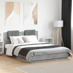 vidaXL Bedframe met hoofdeinde bewerkt hout betongrijs, Huis en Inrichting, Slaapkamer | Bedden, Verzenden, Nieuw