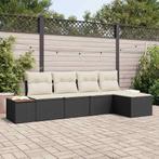 vidaXL 5-delige tuinset met kussens - zwart poly riet en, Verzenden, Nieuw, Tuinset