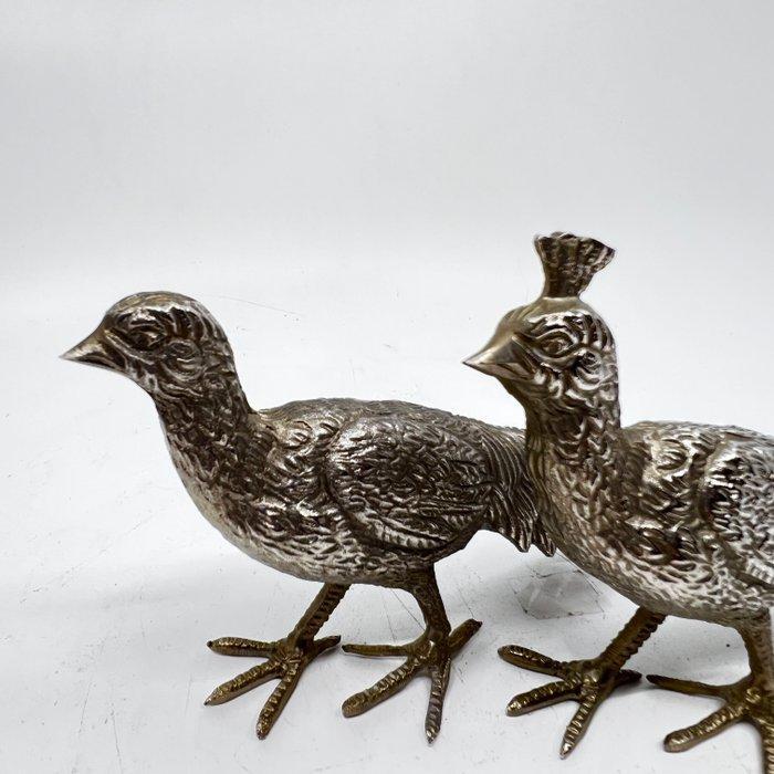 Beeld, Set decoratieve vogels - 10 cm - Verzilverd - 1960, Antiek en Kunst, Curiosa en Brocante