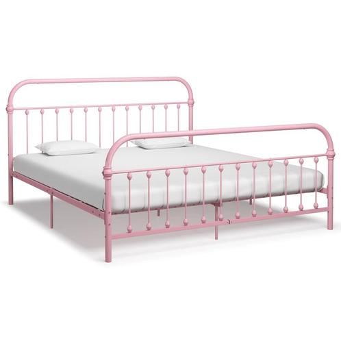 vidaXL Cadre de lit Rose Métal 180 x 200 cm, Maison & Meubles, Chambre à coucher | Lits, Neuf, Envoi