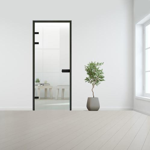 Glazen deur met kozijnsysteem - Zwart beslag-Linksdraaiend-B, Doe-het-zelf en Bouw, Glas en Ramen, Nieuw, Verzenden