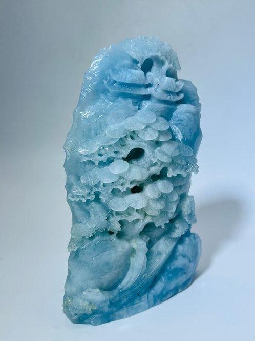 Aquamarijn snede – verbluffend Japans landschap in met de, Verzamelen, Mineralen en Fossielen