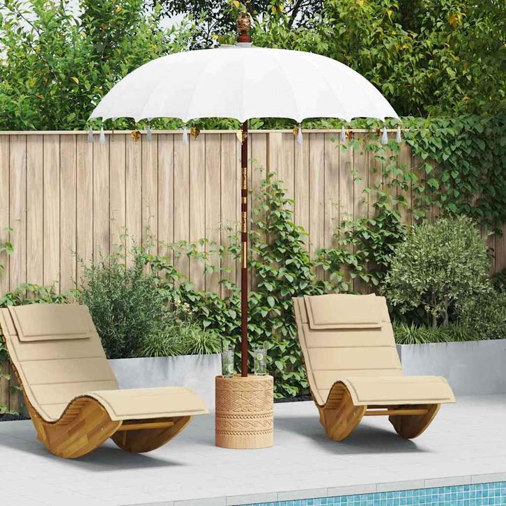 vidaXL Balinese Parasol Crème 185 x 185 x 260 cm Katoen, Tuin en Terras, Parasols, Nieuw, Verzenden