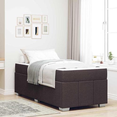 vidaXL Bedframe met matras Donkerbruin 100 x 200 cm Stof, Huis en Inrichting, Slaapkamer | Bedden, Nieuw, Verzenden