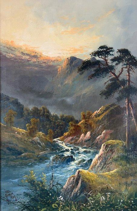 Francis E. Jamieson (1895-1950) - A river mountain landscape, Antiek en Kunst, Kunst | Schilderijen | Klassiek