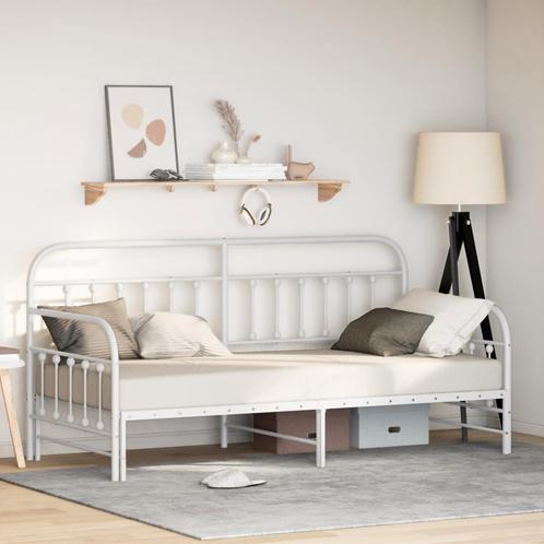 vidaXL Ligbedframe met Uittrekbed Wit 100x190 cm Staal, Huis en Inrichting, Slaapkamer | Bedden, Nieuw, Verzenden