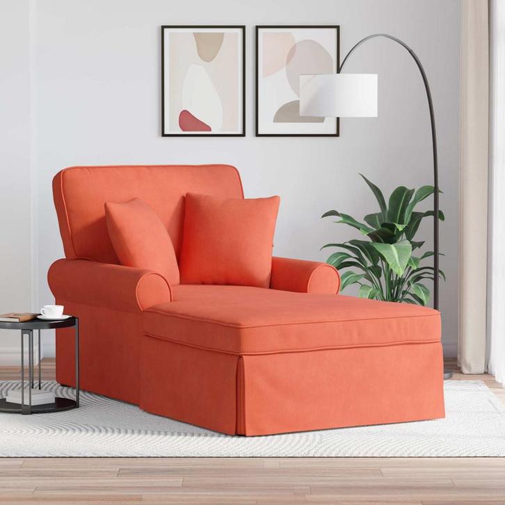 vidaXL Chaise Lounge met Rok 3 pcs Rood Oranje Corduroy stof, Maison & Meubles, Canapés | Sofas & Chaises Longues, Envoi