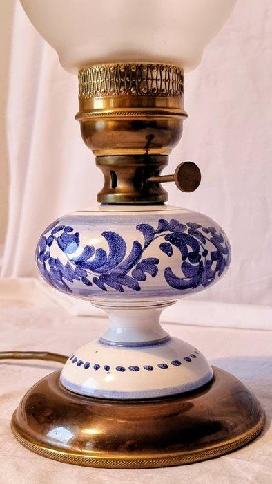 Lampe - Céramique, Verre, Laiton - Elektrifiziert Petroleum, Antiek en Kunst, Curiosa en Brocante