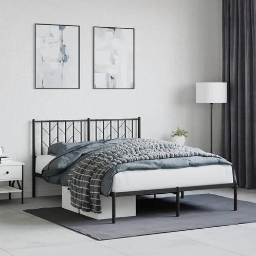 vidaXL Bedframe met hoofdbord metaal zwart 140x200 cm, Huis en Inrichting, Slaapkamer | Bedden, Nieuw, Verzenden