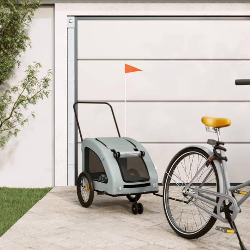 vidaXL Hondenfietstrailer oxford stof en ijzer grijs, Dieren en Toebehoren, Overige Dieren-accessoires, Nieuw, Verzenden