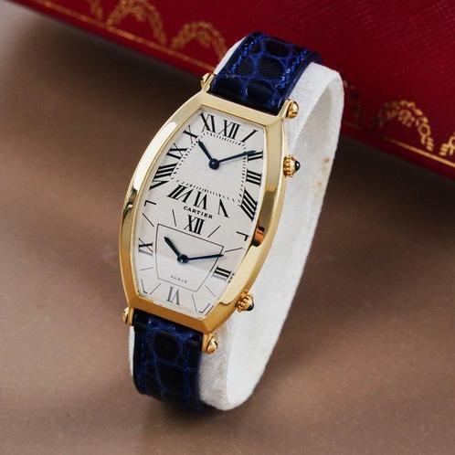Cartier - Paris Tonneau Dual Time 18k Gold - W1502853 -, Handtassen en Accessoires, Horloges | Heren