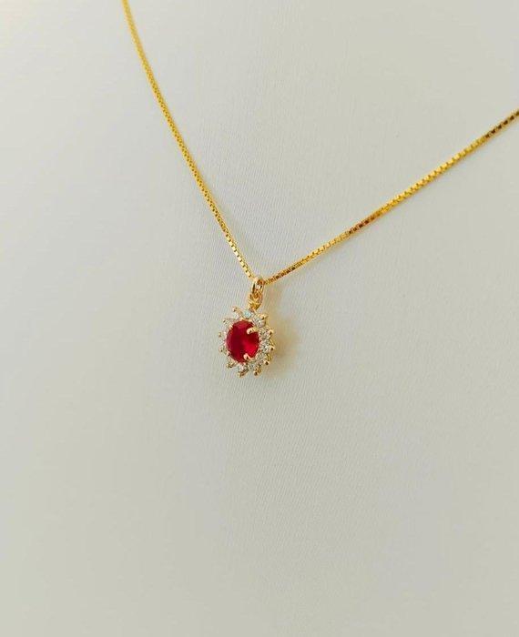 Zonder Minimumprijs - Ketting met hanger Zilver Diamant, Handtassen en Accessoires, Antieke sieraden