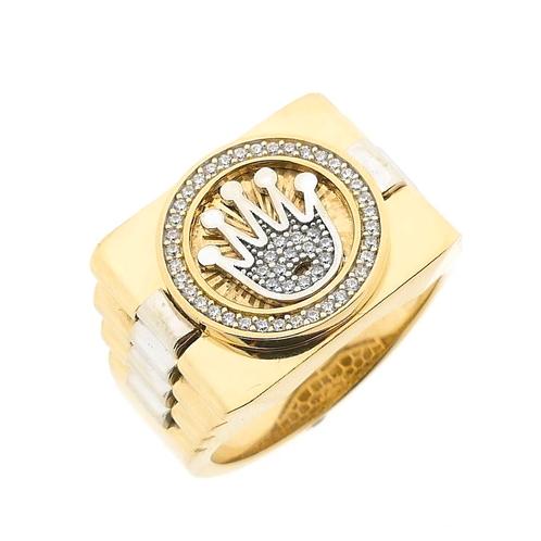 Bicolor gouden Rolex president band ring met zirconia | H..., Handtassen en Accessoires, Ringen, Heer, Met edelsteen, Overige kleuren