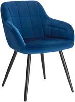 WOLTU Eetkamerstoel - Fluweel - Metalen poten - Blauw, Huis en Inrichting, Verzenden, Nieuw