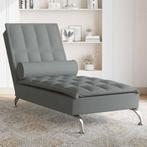 vidaXL Massage chaise longue met bolster stof donkergrijs, Verzenden