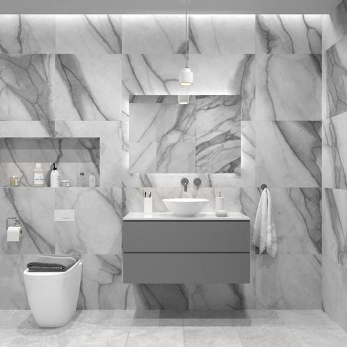 Badkamermeubelset Gliss Hermes 100 cm Beton Grijs Met Waskom, Doe-het-zelf en Bouw, Sanitair, Bad, Nieuw, Ophalen of Verzenden