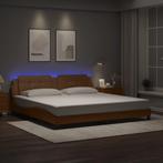 vidaXL Bedframe met LED-verlichting kunstleer cappuccino, Huis en Inrichting, Slaapkamer | Bedden, Verzenden, Nieuw