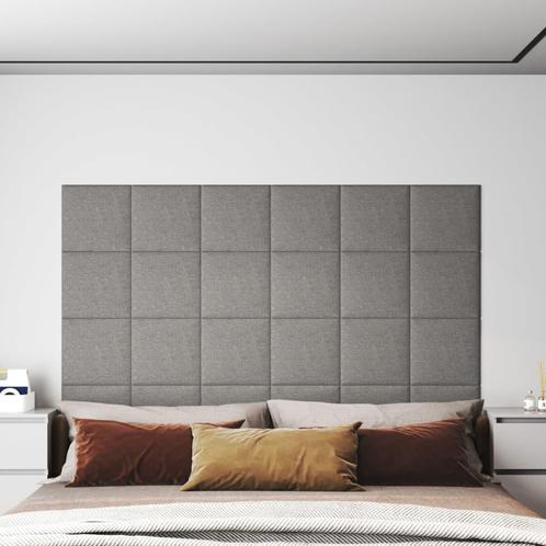 vidaXL Wandpanelen 12 st 1,08 m² 30x30 cm stof lichtgrijs, Doe-het-zelf en Bouw, Platen en Panelen, Nieuw, Verzenden