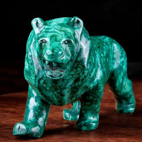 Malachiet sculpturen Natuurlijk malachiet leeuwenbeeld. -, Verzamelen, Dierenverzamelingen