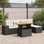 vidaXL 6-delige Loungeset met kussens poly rattan acacia, Tuin en Terras, Tuinsets en Loungesets, Verzenden, Nieuw, Loungeset