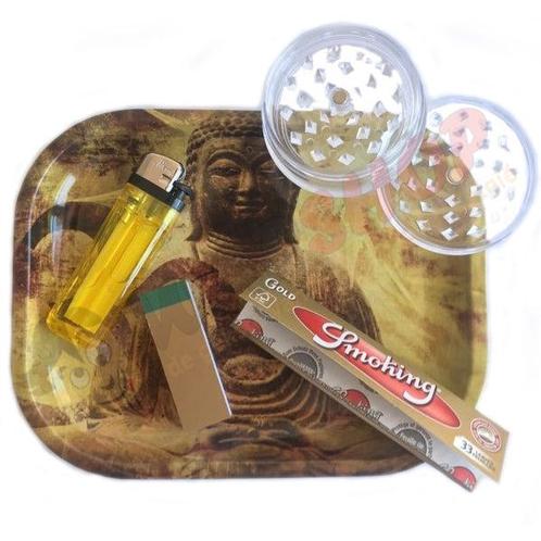 Rolling Tray - Geschenkset  Gold (Buddha), Collections, Articles de fumeurs, Briquets & Boîtes d'allumettes, Envoi