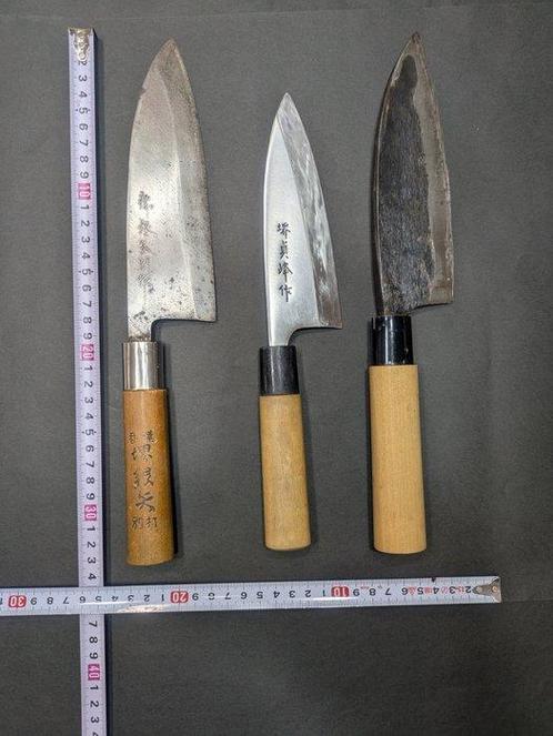Keukenmes - Kitchen knife set - Hout, IJzer, Staal - Japan -, Antiek en Kunst, Antiek | Keukengerei