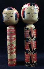Set van 2 / Japanse vintage houten kokeshi pop (Hoogte: