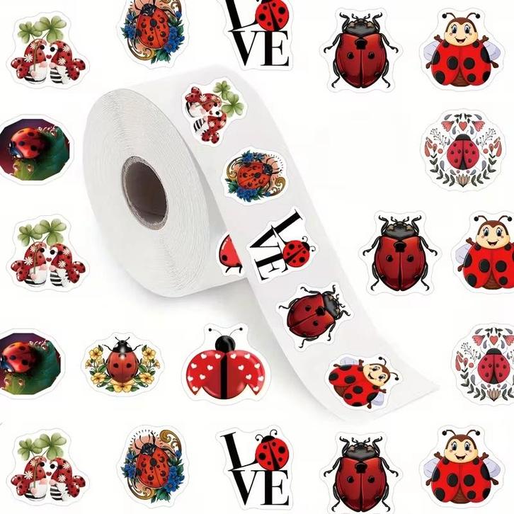 Sluitstickers lieveheersbeestje rond etiket 2,5 cm rol 500, Hobby & Loisirs créatifs, Bricolage