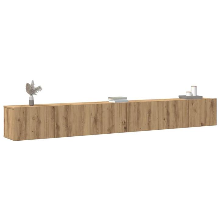 vidaXL 3-delig Tv-meubelset wandmontage bewerkt hout, Huis en Inrichting, Kasten |Televisiemeubels, Nieuw, Verzenden