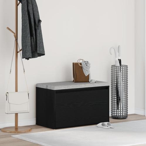 vidaXL Halbankje Zwart Eiken 80x40x45 cm Gelaagd Hout, Huis en Inrichting, Overige Huis en Inrichting, Nieuw, Verzenden
