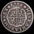 Spanje. Fernando VI. 1 Reale 1758 / Madrid JB (Zonder