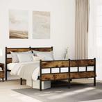 vidaXL Bedframe zonder matras metaal gerookt eikenkleurig, Huis en Inrichting, Slaapkamer | Bedden, Verzenden, Nieuw