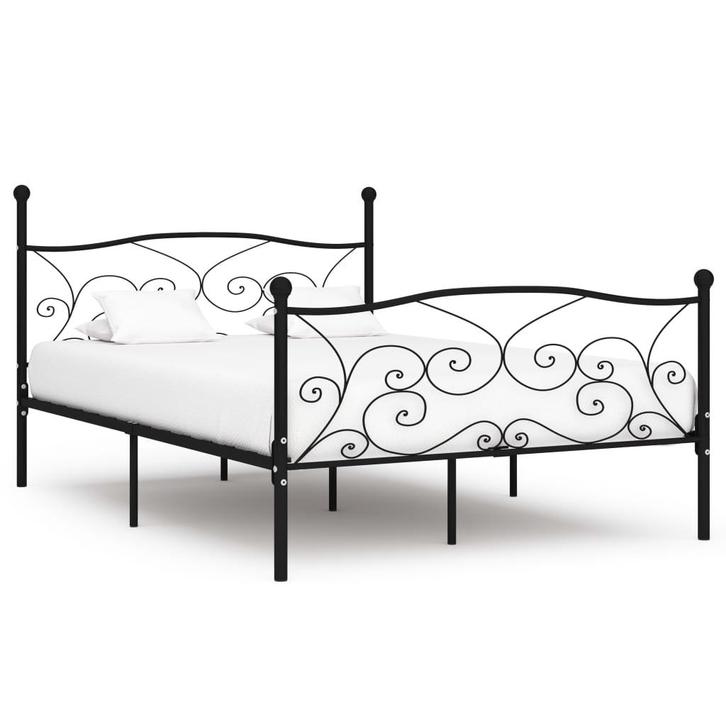 vidaXL Bedframe met lattenbodem metaal zwart 140x200 cm, Maison & Meubles, Chambre à coucher | Lits, Envoi